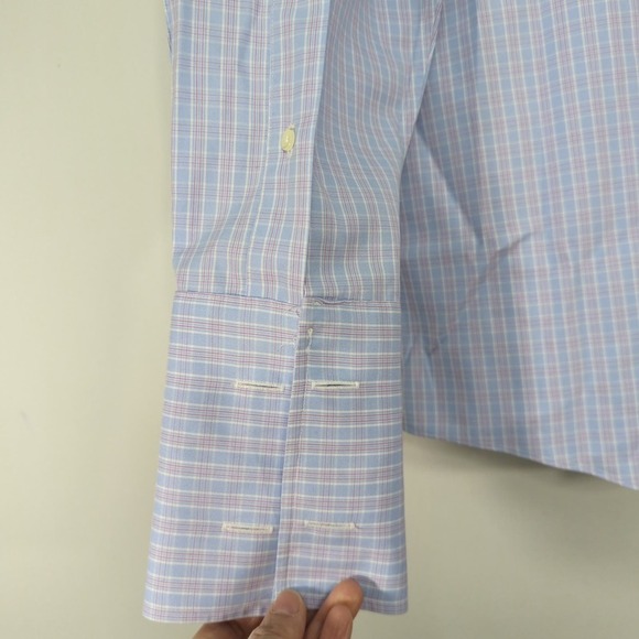 Brooks Brothers Mens Blue Plaid Classic Non Iron Supima Cotton Button Shirt 15.5 - Picture 5 of 8